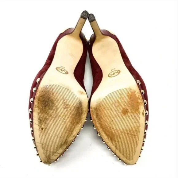 MICHAEL Michael Kors Maroon Suede Gold Stud Almond-Toe Pumps - Size 9 - Picture 5 of 8